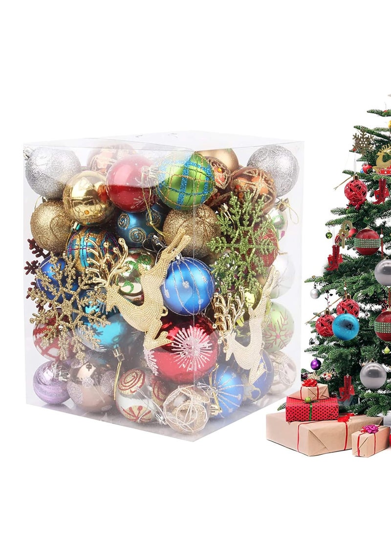 Generic Holiday Ball Ornaments Set of 60-70 Pieces for Holiday Tree Themed Assorted Shatterproof Interior Decorations Holiday Tree Ball Ornaments Set Holiday Decorations Party Christmas (Hanging Ball Decoration)  - Image 1