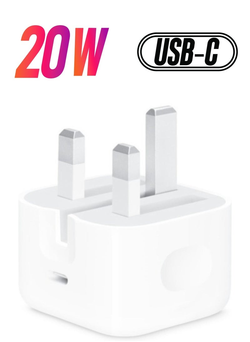 BGM - 20W Foldable Fast Charging Wall Adapter Compatible with Apple iPhone 12 Pro Max/11 Pro Max/SE, iPad White - Image 1