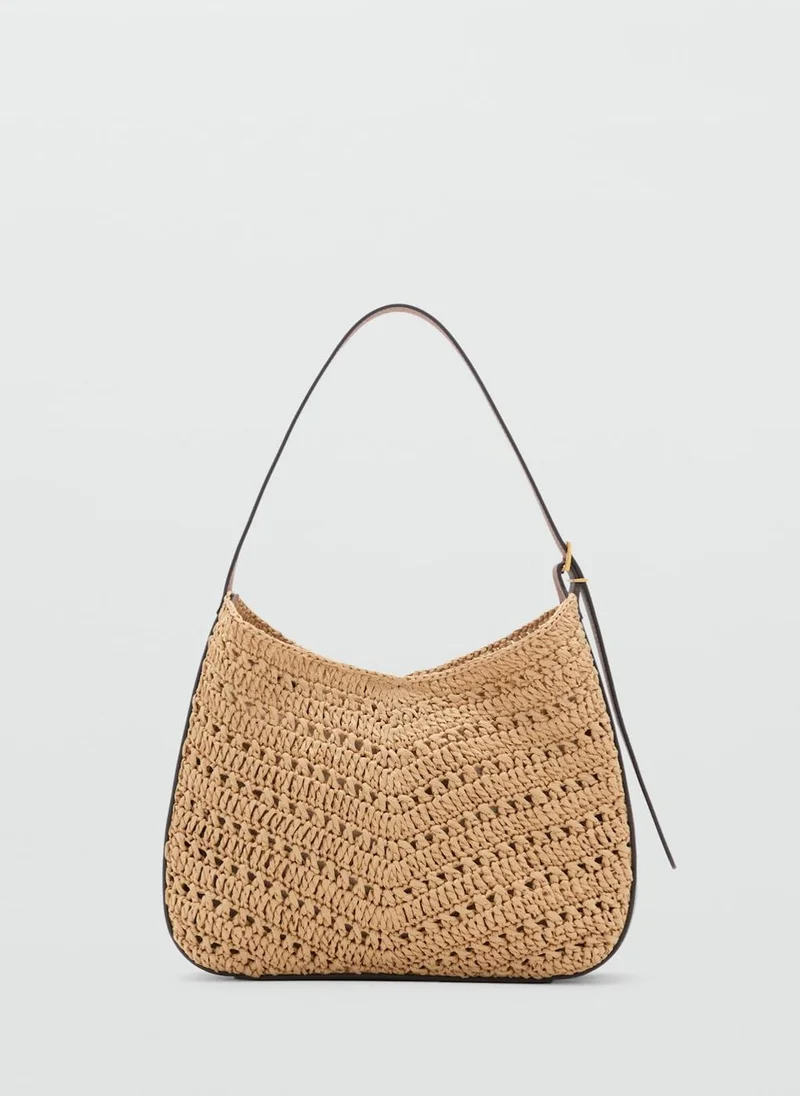 MANGO Natural Fibre Shoulder Bag