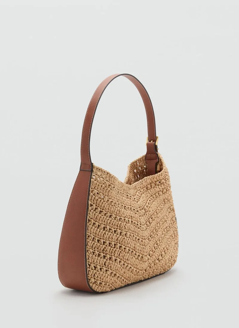 MANGO Natural Fibre Shoulder Bag