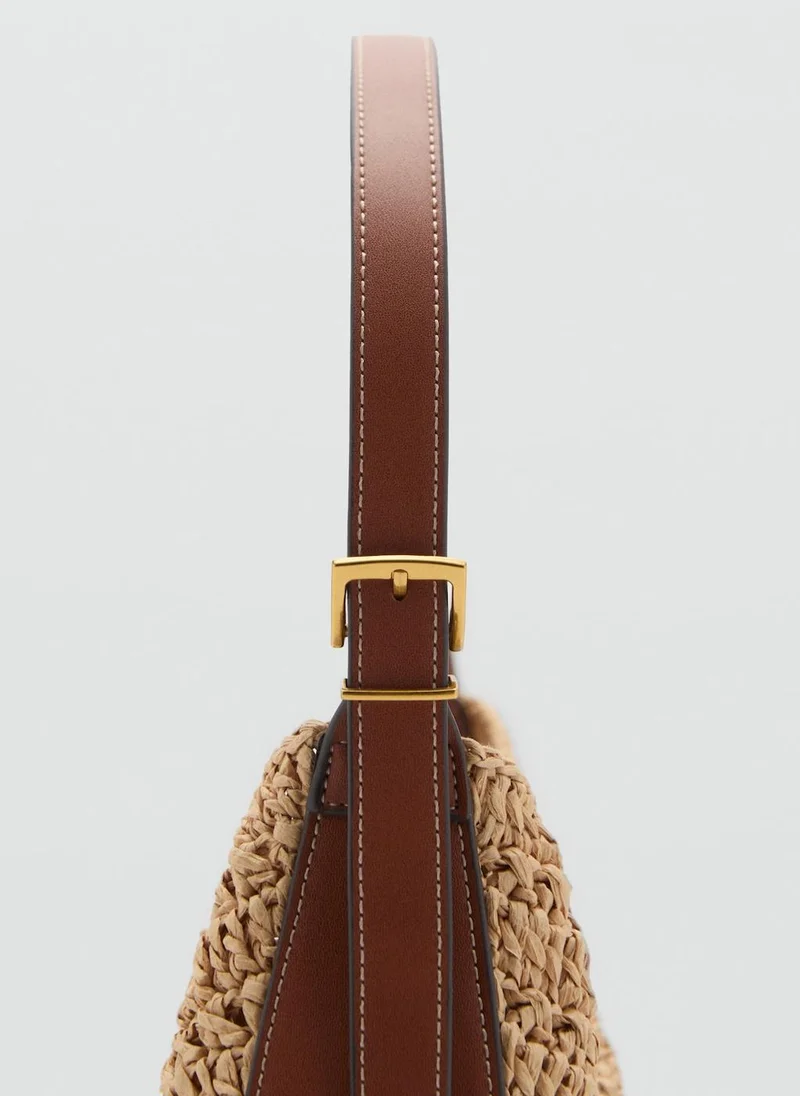 MANGO Natural Fibre Shoulder Bag