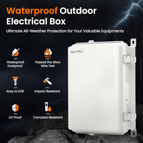 QILIPSU UL94-V0 Outdoor Electrical Box 13.8"x9.9"x5.9" Waterproof Junction Box Weatherproof PC/ABS Alloy Plastic IP66 Project Electric Enclosure Grey Hinged Door - Image 3