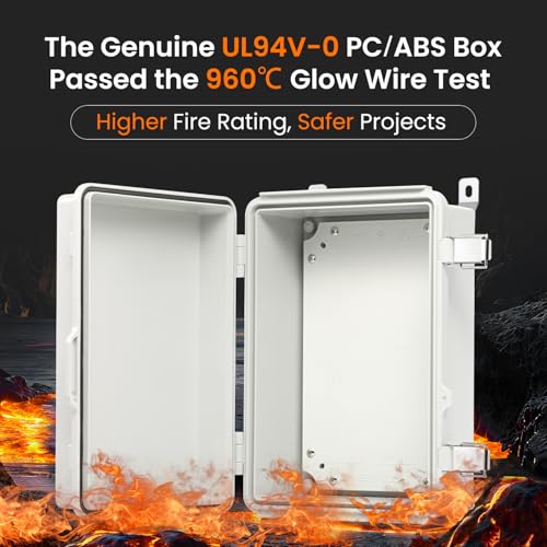 QILIPSU UL94-V0 Outdoor Electrical Box 13.8"x9.9"x5.9" Waterproof Junction Box Weatherproof PC/ABS Alloy Plastic IP66 Project Electric Enclosure Grey Hinged Door - Image 2