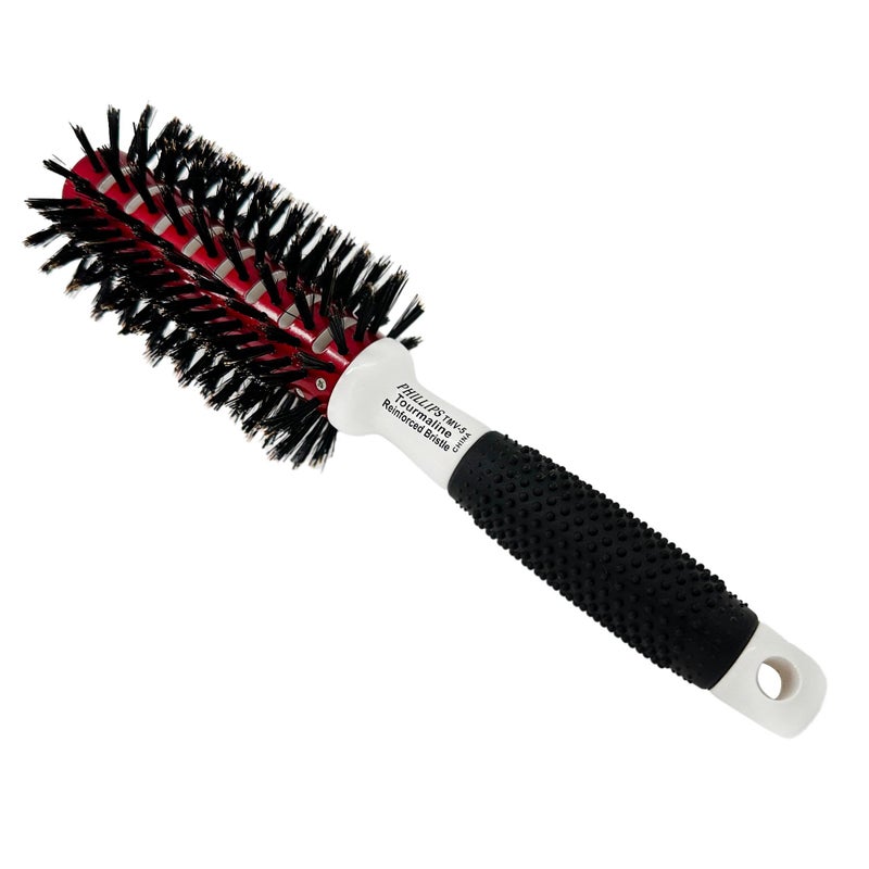 Phillips Brush Tourmaline Monster Vent 5 Professional Hair Brush (2.5â€ Diameter Barrel) - Vented Hairbrush with Nylon Reinforced Boar Hair Bristles, Beech Wood Handle with Rubber Grip - Image 3