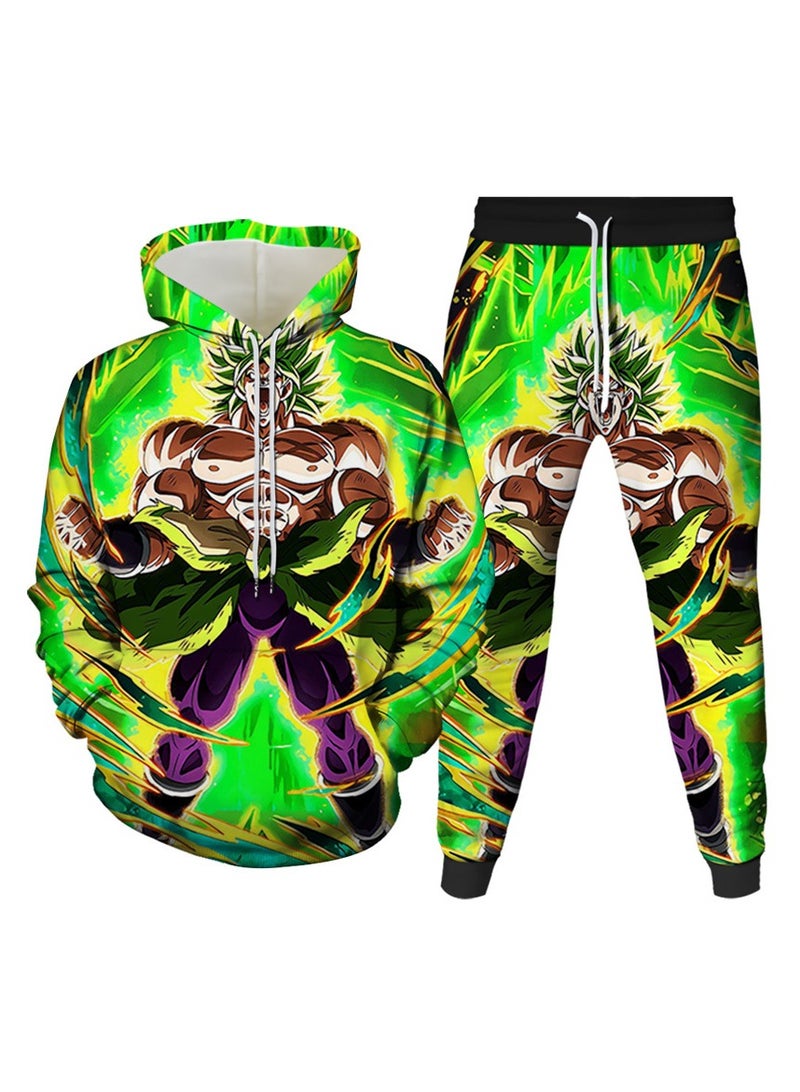 KUYING New Dragon Ball Print Hooded Pullover Ankle Binding Pants Sports Two-Piece Set  - Image 1