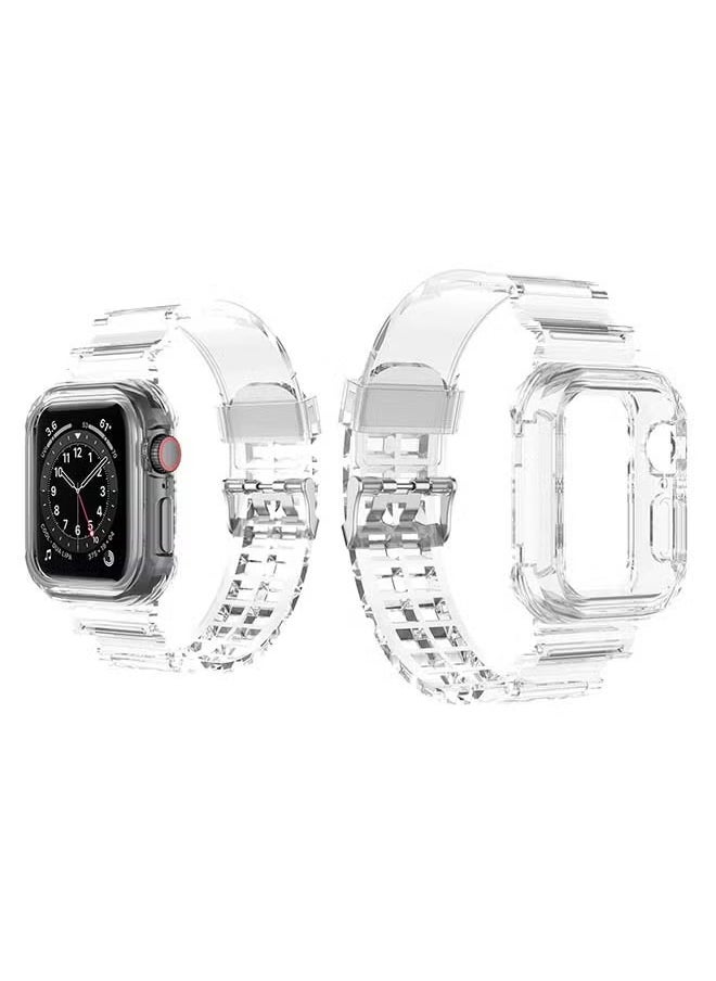 PROMASS Ice Case Silicone Replacement Band For Apple Watch Series 6/SE/5/4 Clear White 