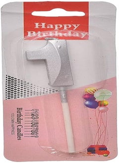 Generic Small birthday glitter candle with number 1 design for cake decoration - silver