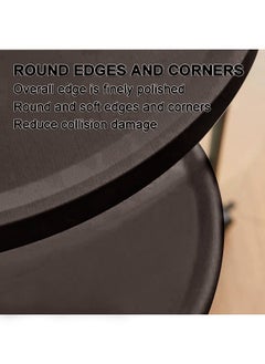XiuWoo 2-Tier Round End Table Side Table with Wheels Small Coffee Table for Living Room Bedroom Hotel Wooden Look Furniture Sturdy Metal Frame  - Image 4
