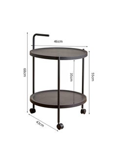 XiuWoo 2-Tier Round End Table Side Table with Wheels Small Coffee Table for Living Room Bedroom Hotel Wooden Look Furniture Sturdy Metal Frame  - Image 3