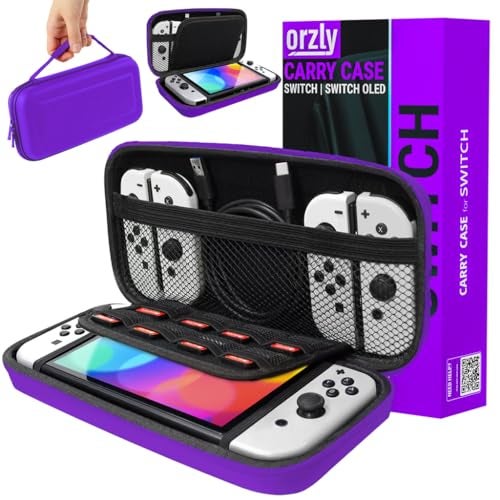 Orzly Carrying case for Nintendo Switch OLED and Switch Console - Purple Protective Hard Portable Travel case Shell Pouch for Nintendo Switch Console & Accessories - Image 1