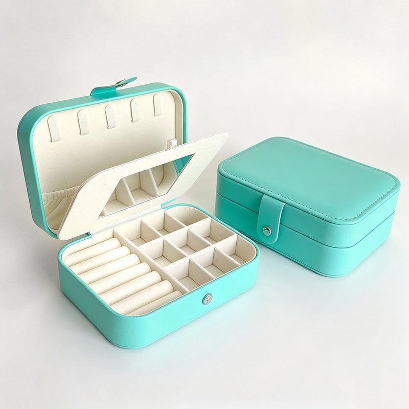 Travel-Friendly PU Leather Jewelry Box - Compact, Dustproof, Scratch-Resistant Organizer for Rings, Earrings, and Lipstick