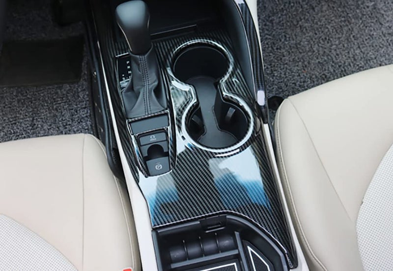 Kadore Console Panel Cup Holder Trim Gear Shift Cover for Toyota Camry LE SE TRD SE 2019 2020 2021 2022 2023 2024 Interior Carbon Fiber Style LHD 1pc (Without Seat Heater Switch) - Image 3