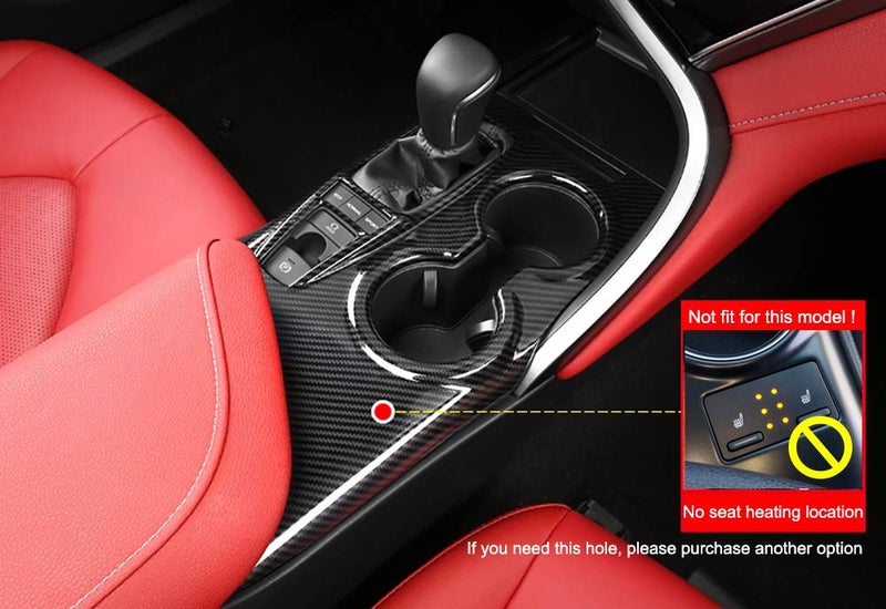 Kadore Console Panel Cup Holder Trim Gear Shift Cover for Toyota Camry LE SE TRD SE 2019 2020 2021 2022 2023 2024 Interior Carbon Fiber Style LHD 1pc (Without Seat Heater Switch) - Image 2