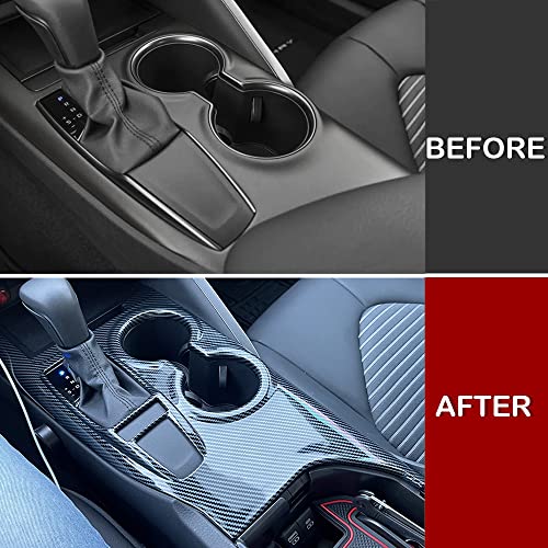 Kadore Console Panel Cup Holder Trim Gear Shift Cover for Toyota Camry LE SE TRD SE 2019 2020 2021 2022 2023 2024 Interior Carbon Fiber Style LHD 1pc (Without Seat Heater Switch) - Image 5