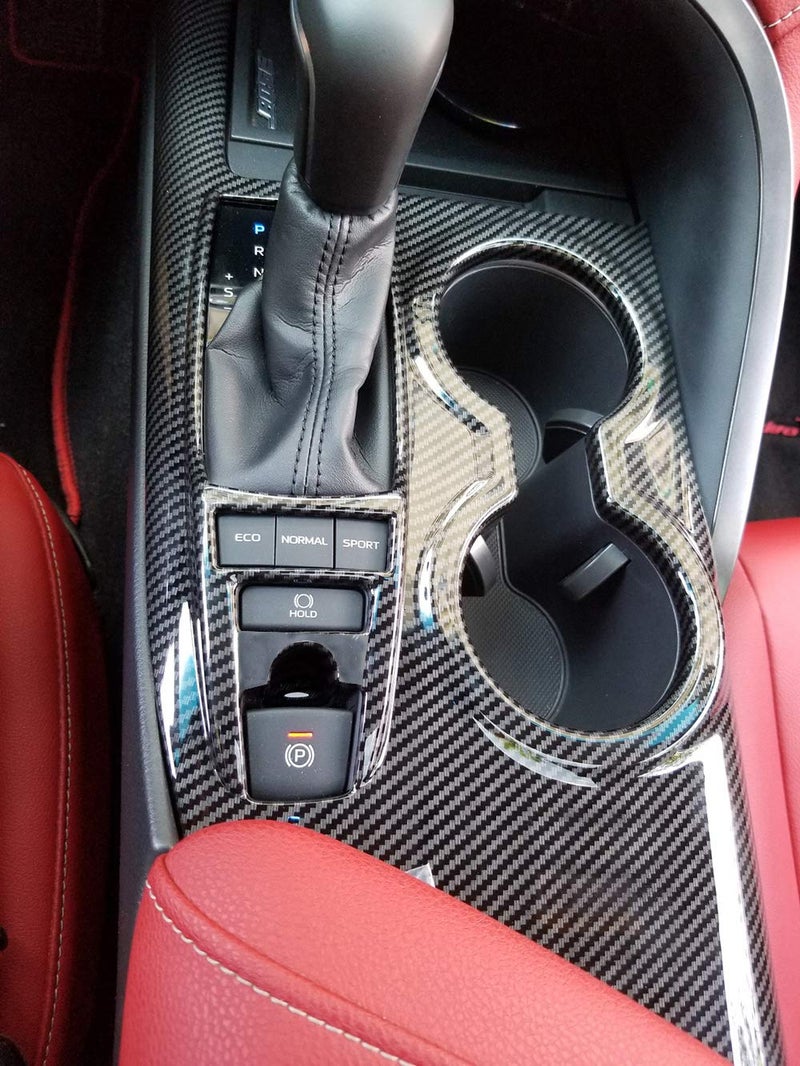 Kadore Console Panel Cup Holder Trim Gear Shift Cover for Toyota Camry LE SE TRD SE 2019 2020 2021 2022 2023 2024 Interior Carbon Fiber Style LHD 1pc (Without Seat Heater Switch) - Image 4