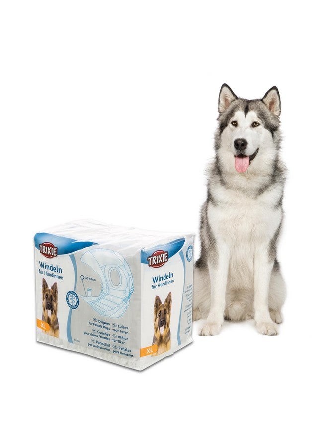 تريكسي حفاضات يمكن التخلص منها للكلاب الإناث مصممة للكلاب في الموسم لمنع تلطيخ السجاد والأقمشة الأخرى عالية الامتصاص وسهلة الاستخدام - XL 40-58 سم 12 قطعة - Image 1