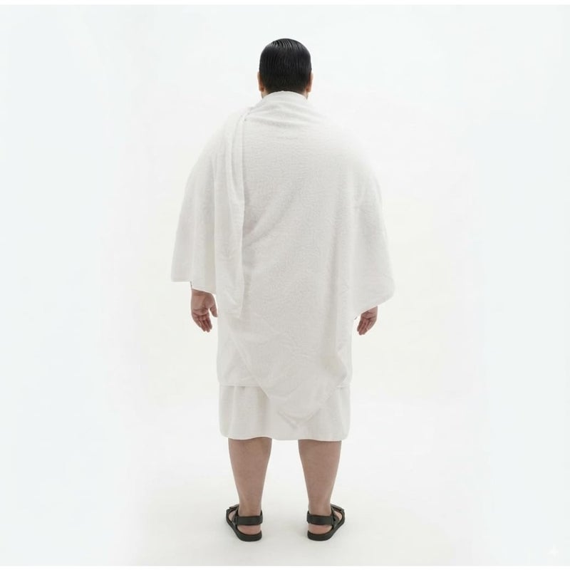 Jumbo extra Large XXXL Adult Hajj Umrah Mens Wearing 100 hygienic Pure Cotton Towel Clothing Set ihram ehram ahram 2 Pcs Towels top, Bottom 110x241Vcm New Dry Fast Microfiber Woven Technology - Image 3