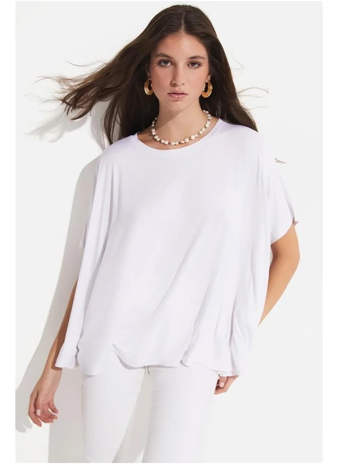 جون June 100% Viscose Loose Fit Tshirt White
