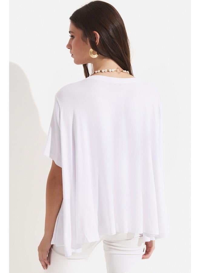 JUNE 100% Viscose Loose Fit Tshirt White - Image 5