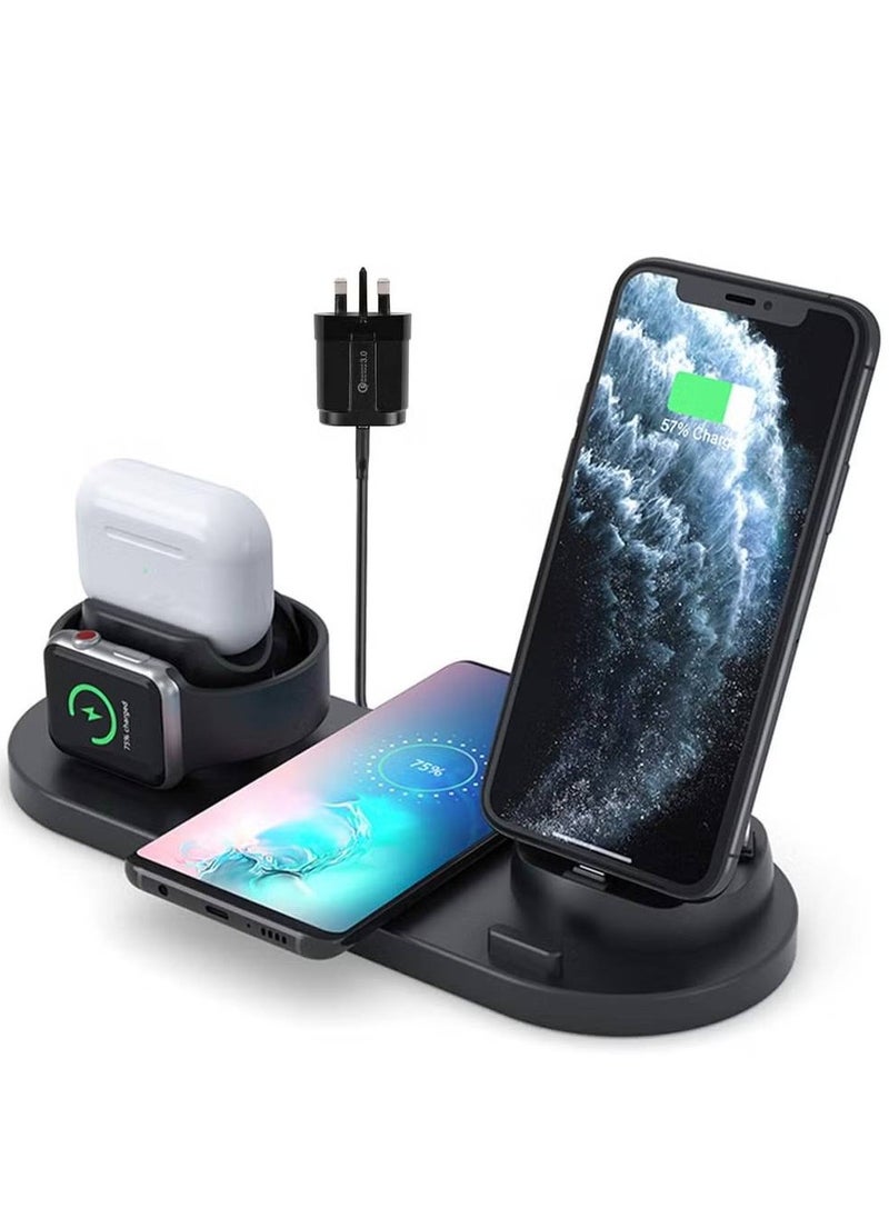 NAFO - Wireless Charger, 6 in 1 Wireless Fast Charging Station for Apple Watch/AirPods Pro/iPhone 13/12/11/11pro/11pro Max/X/XS/XR Samsung S20/S10, Charging Dock Station - Image 1