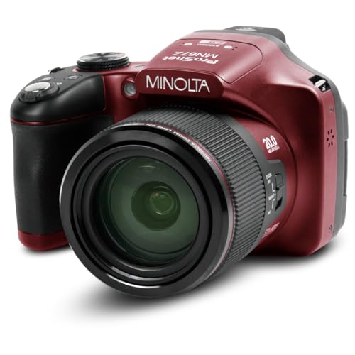 Minolta Pro Shot 20MP Digital Camera – 67x Optical Zoom, Full 1080p HD Video, Optical Image Stabilization, Wi-Fi, 3-inch Articulating LCD Screen, 27 Scene Modes – Includes 16GB SD Card (Red) - Image 1