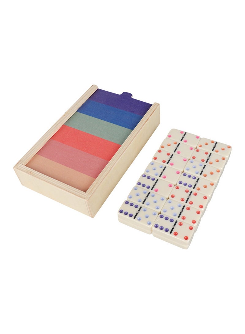 Colorful Melamine Dominoes Wooden Box Cards Chess And Card, Children'S Toys Suitable For Family Game Night Travel Gifts - Image 1