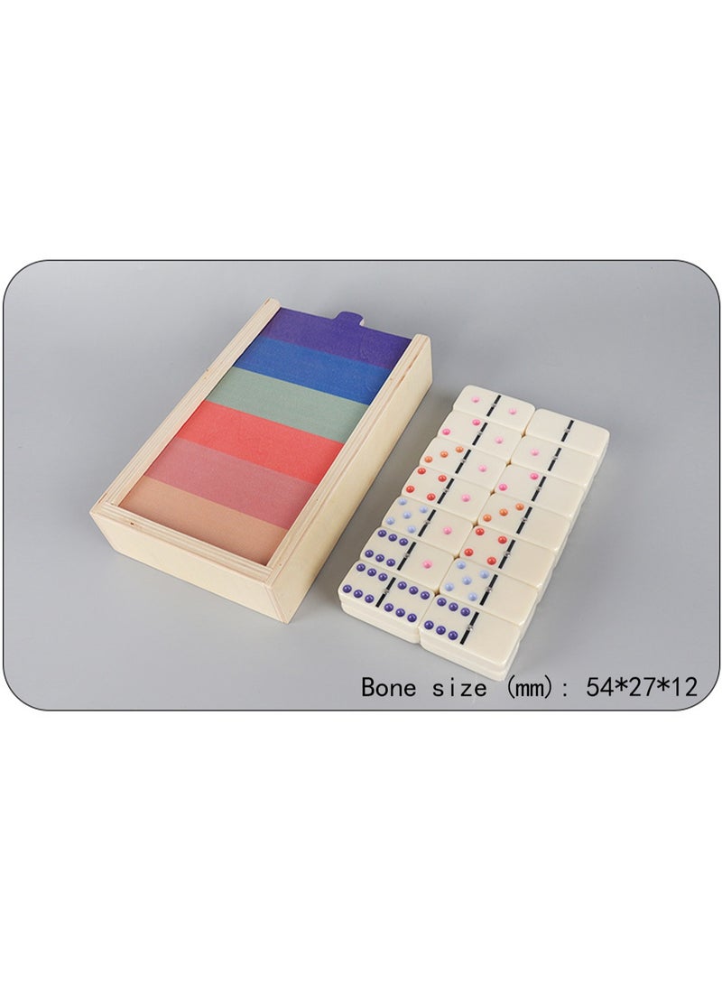 Colorful Melamine Dominoes Wooden Box Cards Chess And Card, Children'S Toys Suitable For Family Game Night Travel Gifts - Image 3