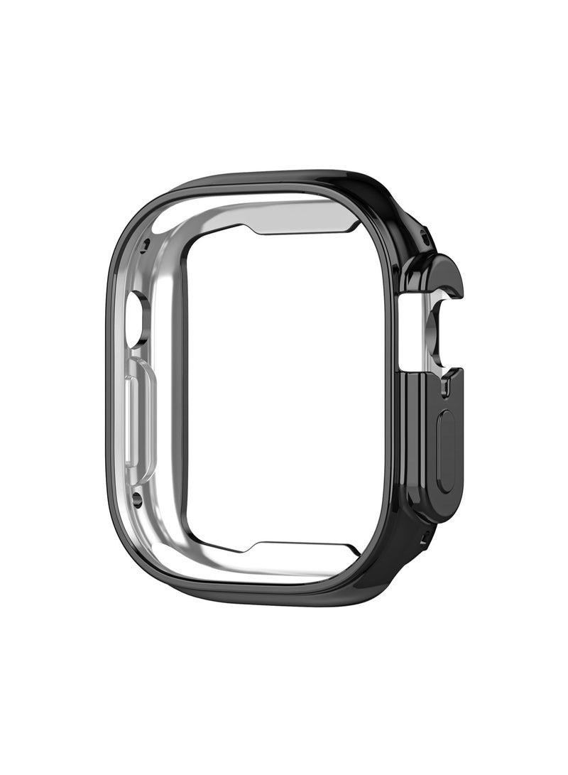 Black For Apple Watch8ultra-49mm Protective Case Hollow, Tpu Electroplating Anti-Fall - Image 1