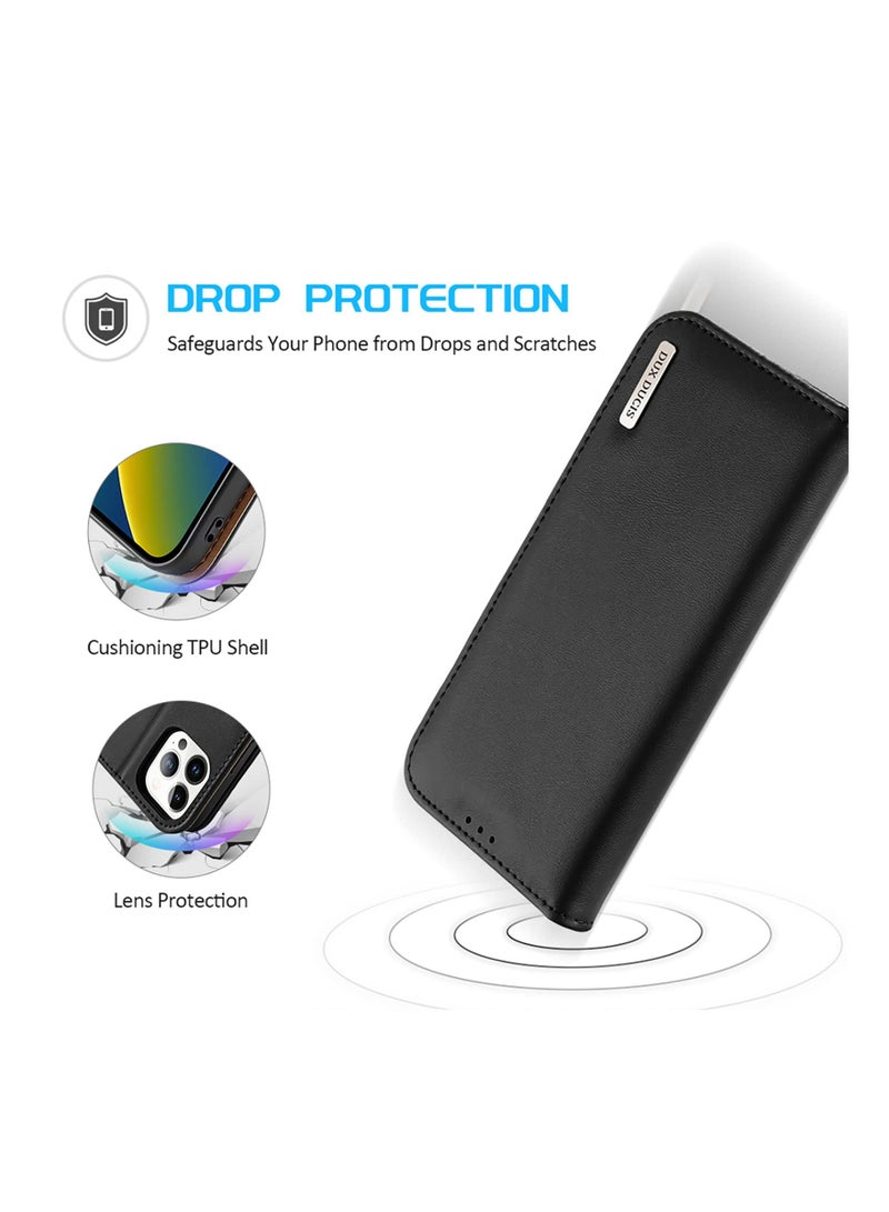 Wallet Case for iPhone 14 Pro Max, Genuine Leather Cell Phone Flip Magnetic Folio ,Case Cards Holder,RFID Blocking,Kickstand. Support Wireless Charging