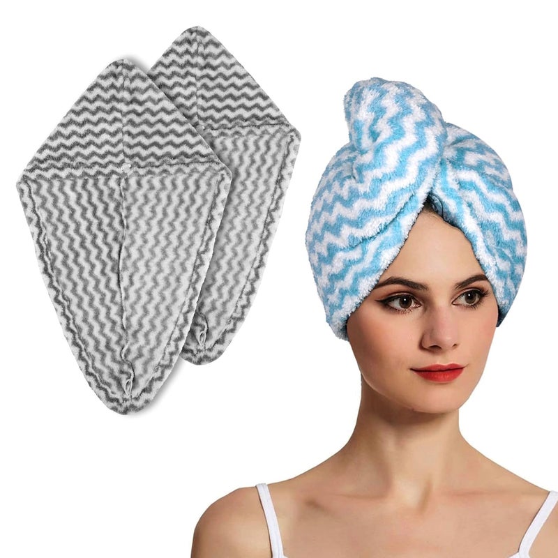 Kuber Industries Kuber Industries Hair Wrapper  HairDrying Towel  Hair Bathrobe for Women  Girls  Hair Dry Cap Bath Towel  Microfiber Hair Towel  Quick Absorbent Hair Towel  Zig Zag  Pack of 3  Multicolor  - Image 1