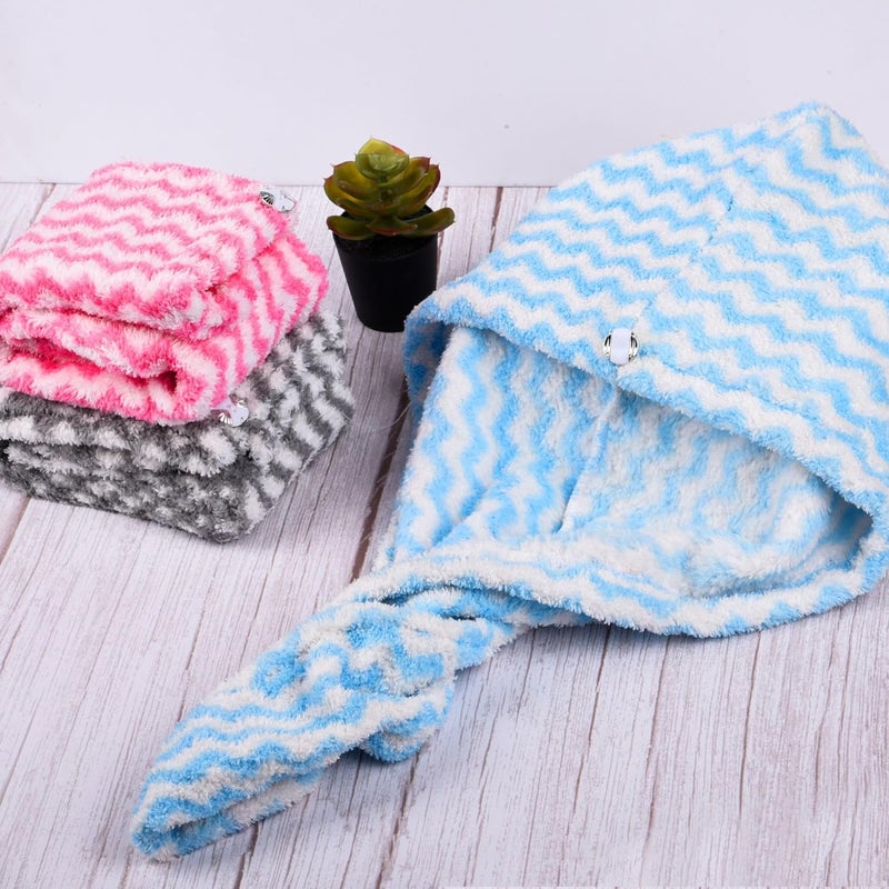 Kuber Industries Kuber Industries Hair Wrapper  HairDrying Towel  Hair Bathrobe for Women  Girls  Hair Dry Cap Bath Towel  Microfiber Hair Towel  Quick Absorbent Hair Towel  Zig Zag  Pack of 3  Multicolor  - Image 5