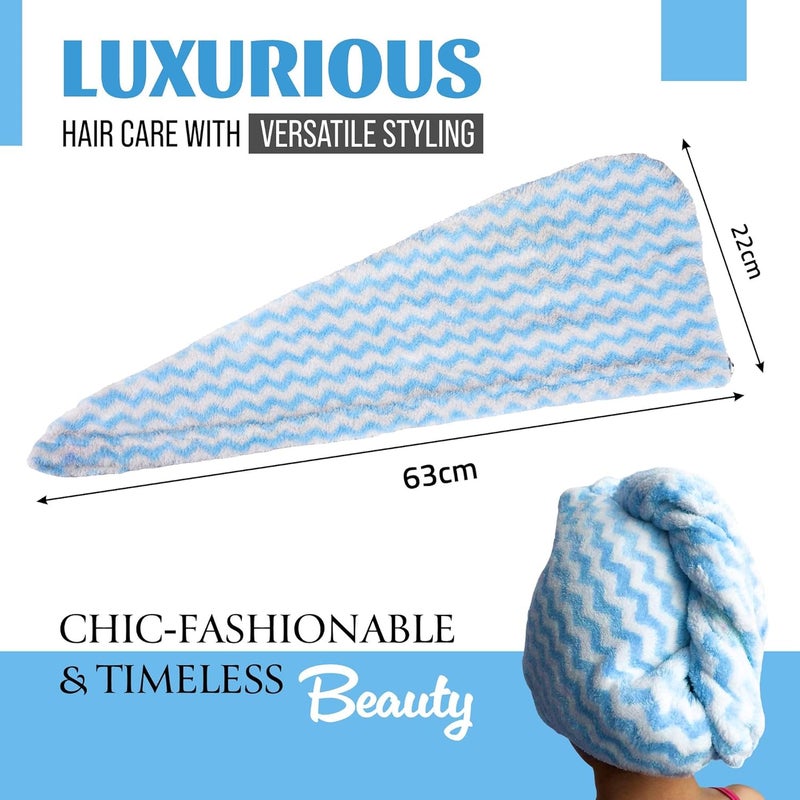 Kuber Industries Kuber Industries Hair Wrapper  HairDrying Towel  Hair Bathrobe for Women  Girls  Hair Dry Cap Bath Towel  Microfiber Hair Towel  Quick Absorbent Hair Towel  Zig Zag  Pack of 3  Multicolor  - Image 3