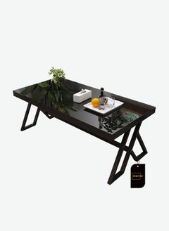 Sharpdo Simple Tempered Glass Coffee Table Black Tea Table 60*120*46CM  - Image 1