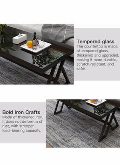 Sharpdo Simple Tempered Glass Coffee Table Black Tea Table 60*120*46CM  - Image 4