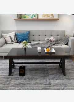 Sharpdo Simple Tempered Glass Coffee Table Black Tea Table 60*120*46CM  - Image 3