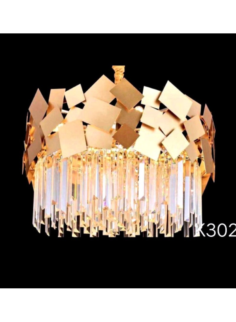 Crystal hanging chandelier, golden color, size 60 cm 