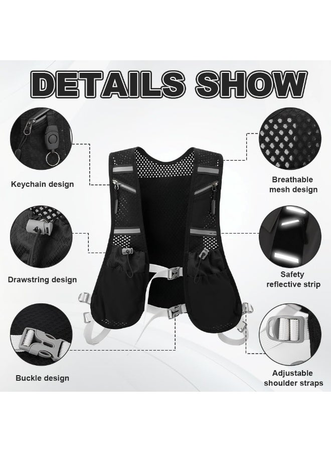 CMGTYYD. سترة الجري للنساء والرجال، سترة الجري الخفيفة الوزن المزودة بنظام ترطيب، حامل هاتف لسترة الجري، سريعة الجفاف، مقاومة للماء، قابلة للتنفس، حقيبة ظهر قابلة للتعديل للجري والمشي لمسافات طويلة وركوب الدراجات والماراثون - Image 3