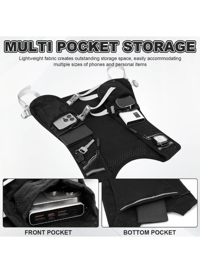 CMGTYYD. سترة الجري للنساء والرجال، سترة الجري الخفيفة الوزن المزودة بنظام ترطيب، حامل هاتف لسترة الجري، سريعة الجفاف، مقاومة للماء، قابلة للتنفس، حقيبة ظهر قابلة للتعديل للجري والمشي لمسافات طويلة وركوب الدراجات والماراثون - Image 4