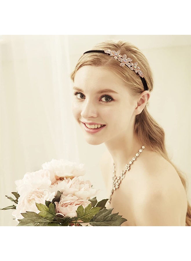 اتش واي 3 قطع عصابات الشعر الكريستالية ، عصابات الشعر العصرية للفتيات مع أوراق الشجر ، الفراشة ، الزهور وتصاميم حجر الراين ، ملحق شعر العروس الزفاف الأنيق - Image 5