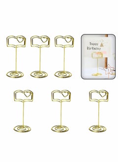 Excefore Place Card Holders, Table Name Number Holders, Picture Stands, Card Display Holder, Memo Note Photo Clip Holder for Wedding Party Decoration Restaurants Cafe Desk (6Pcs Gold Book Shape)  - Image 1