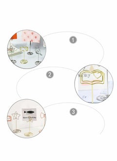 Excefore Place Card Holders, Table Name Number Holders, Picture Stands, Card Display Holder, Memo Note Photo Clip Holder for Wedding Party Decoration Restaurants Cafe Desk (6Pcs Gold Book Shape)  - Image 4