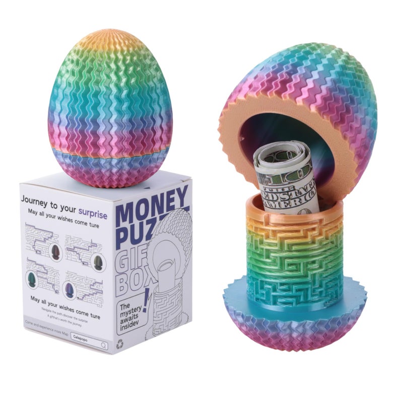 Galapopo Maze Egg Money Puzzle Gift Box: Available in 4 Unique Internal Designs - Secret Cash Holder & Surprise Gift Container for Easter, Birthday, Wedding - Fun Brain Teaser Toy for Kids & Adults - Image 1