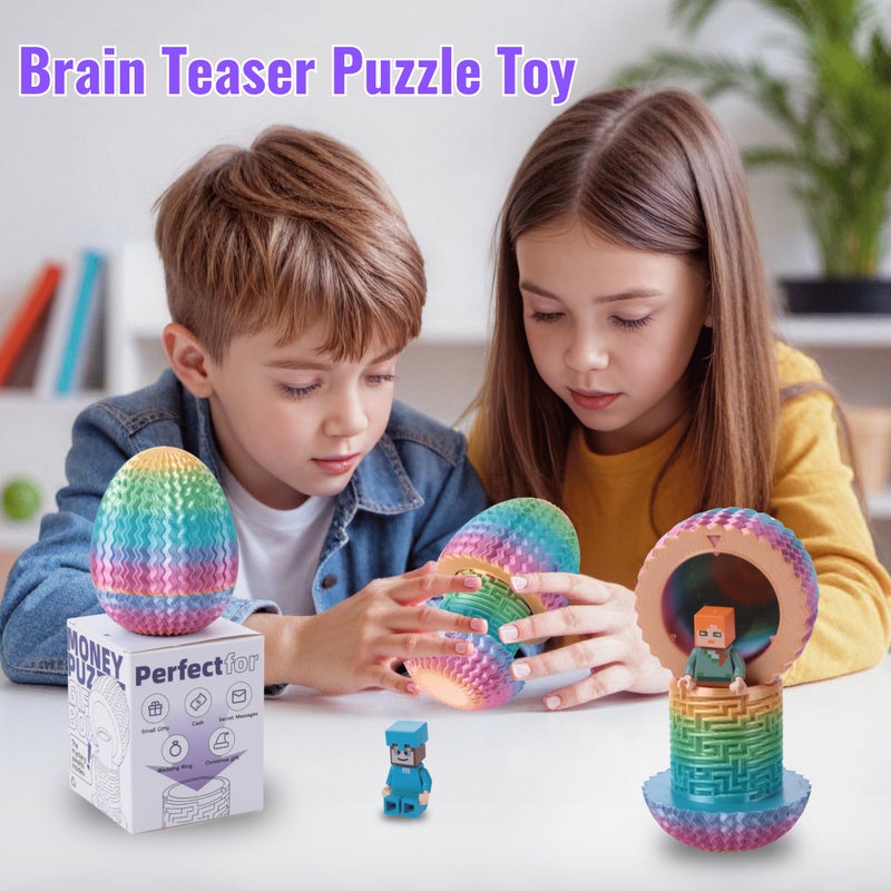 Galapopo Maze Egg Money Puzzle Gift Box: Available in 4 Unique Internal Designs - Secret Cash Holder & Surprise Gift Container for Easter, Birthday, Wedding - Fun Brain Teaser Toy for Kids & Adults - Image 2