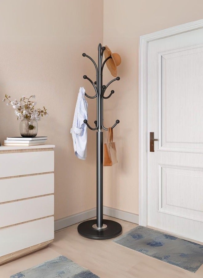 علاقة وحامل معاطف معدني أنيق بقاعدة ثابتة ب12 خطاف- تصميم عصري وعملي - Image 1