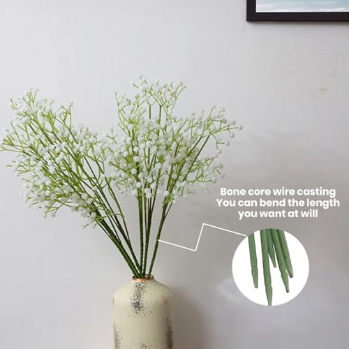 Bianco Artificial Flowers with Vase | 5Pcs Baby Breath Flowers | White Gypsophila Babies Breath Real Touch Flowers for Wedding Bouquet Floral Arrangement Party Home Decor - Image 4