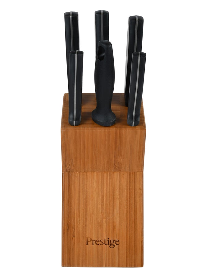 Prestige 7-Piece Complement Knife Block Set Silver/Black/Orange - Image 1