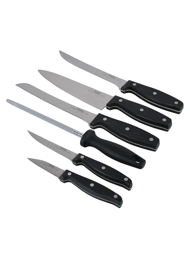 Prestige 7-Piece Complement Knife Block Set Silver/Black/Orange - Image 4
