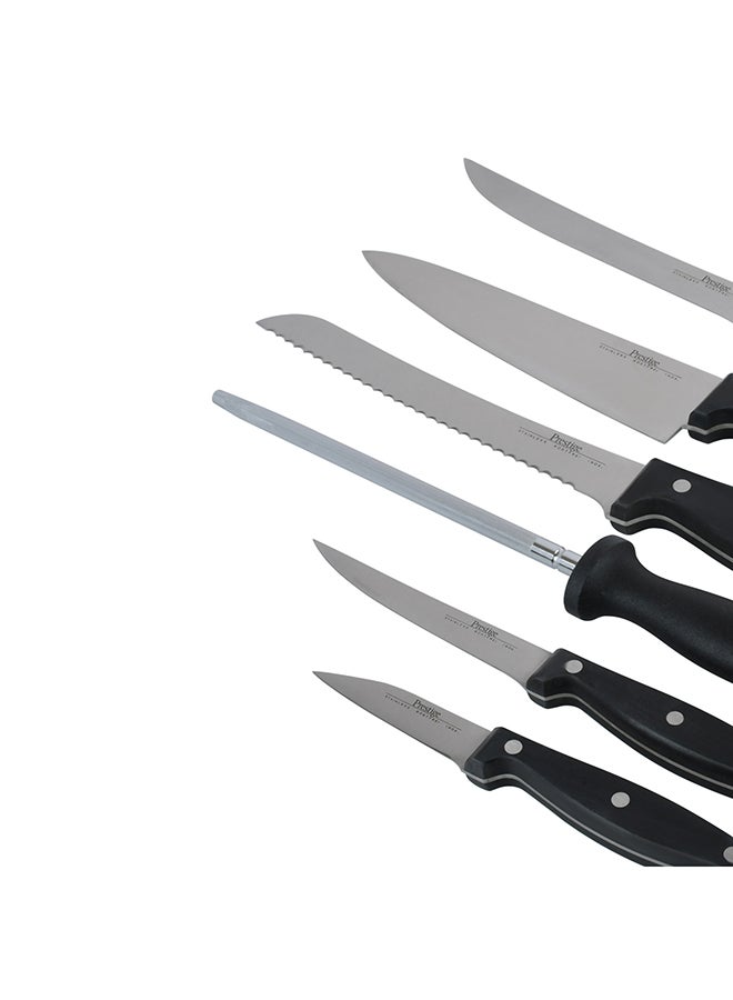 Prestige 7-Piece Complement Knife Block Set Silver/Black/Orange - Image 5