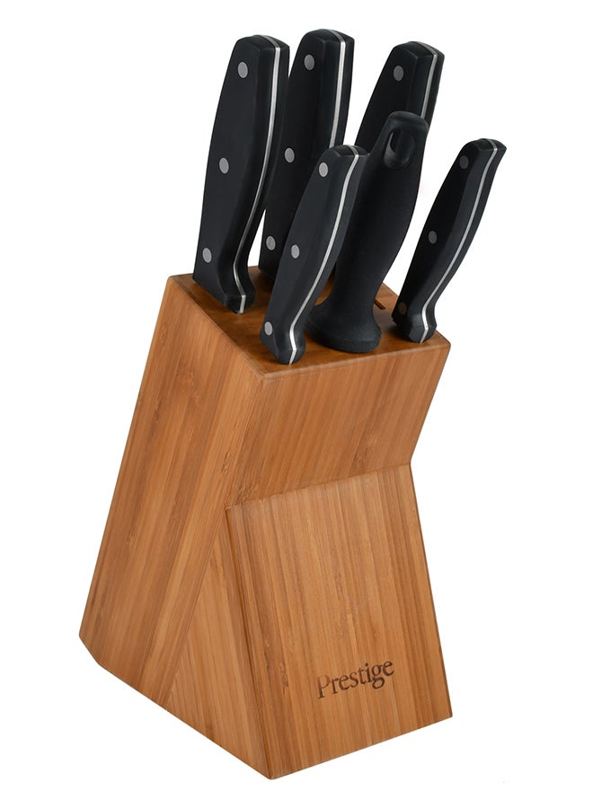 Prestige 7-Piece Complement Knife Block Set Silver/Black/Orange - Image 2