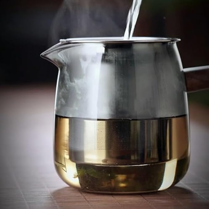 ريحني إبريق شاي زجاجي، موقد، سعة 500 مل، غلاية شاي شفافة من البورسليكات مع مصفاة قابلة للإزالة من الفولاذ المقاوم للصدأ، صانع شاي زجاجي مع غطاء، مثالي للشاي السائب والقهوة، أكياس شاي مقاومة للحرارة وشفافة - Image 5